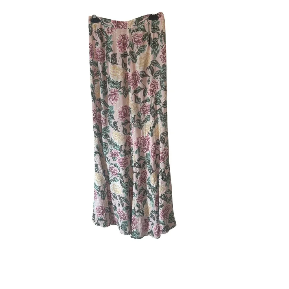 Vintage 2K Forever 21 Light Pink Flowy Floral Maxi Skirt Boho Lightweight Size S